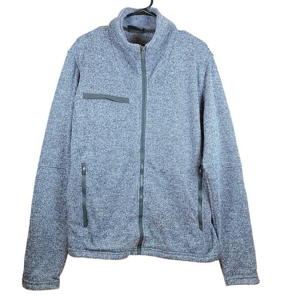 Fossa Mens Jacket Gray Full Zip Fleece Kentfield Herringbone Large - Picture 1 of 12